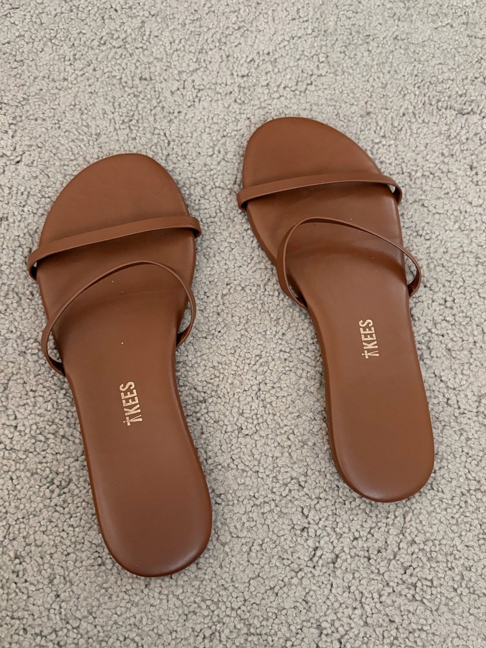 TKEES Women's Tan Double-Strap Slide Sandals
